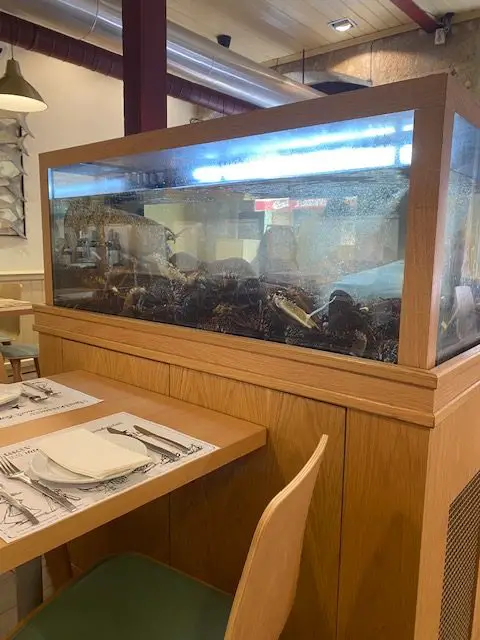 Lobster tank at BaixaMar Restaurant in Lisbon's Baixa neighborhood