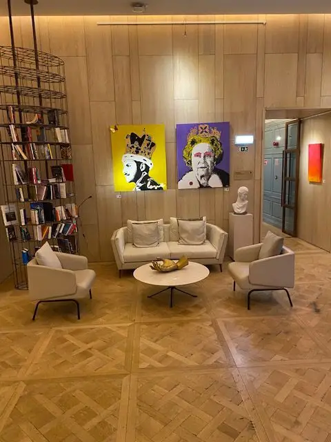 Contemporary art is on display in the first floor lounges of Lisbon's One Palácio da Anunciada Hotel