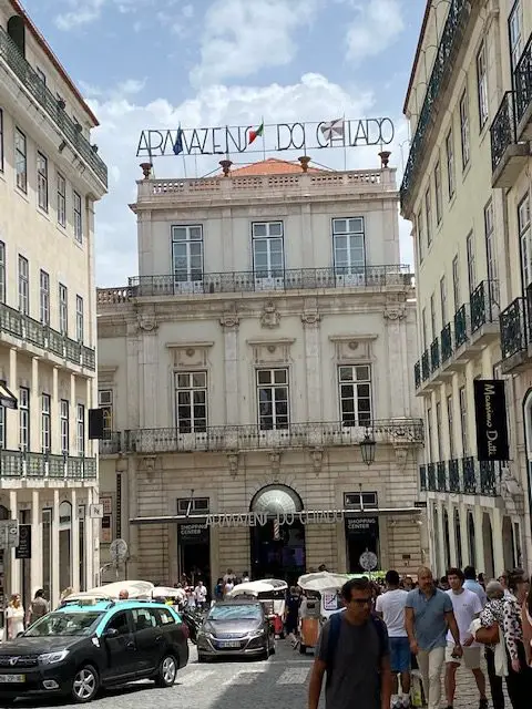 Facade of Lisbon's Armazens do Chiado Shopping Mall