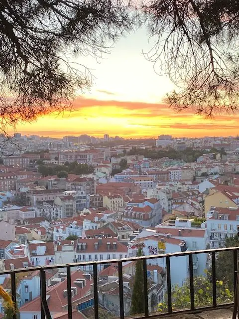 Sunset at Lisbon's Miradouro da Graça scenic viewpoint