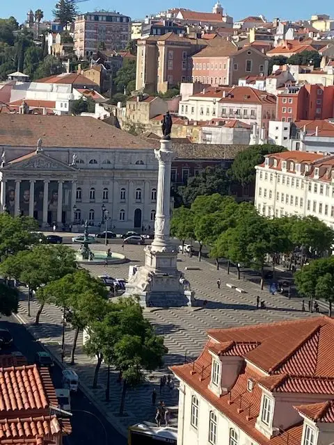 Rossio Square seen from the Santa Justa Lift, Lisbon, Portugal