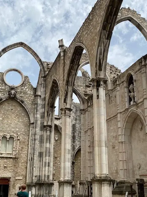 A closer look at the arches of the Igreja do Carmo church in Lisbon.