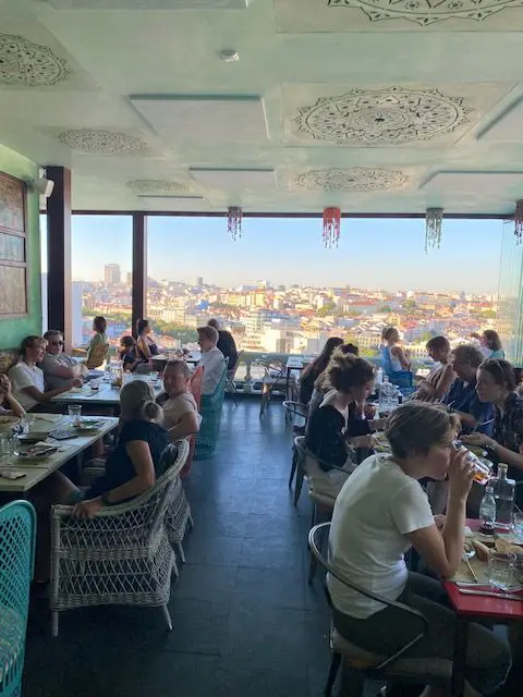 looking across the terrace at Lost In Bar and Restaurant, Lisbon