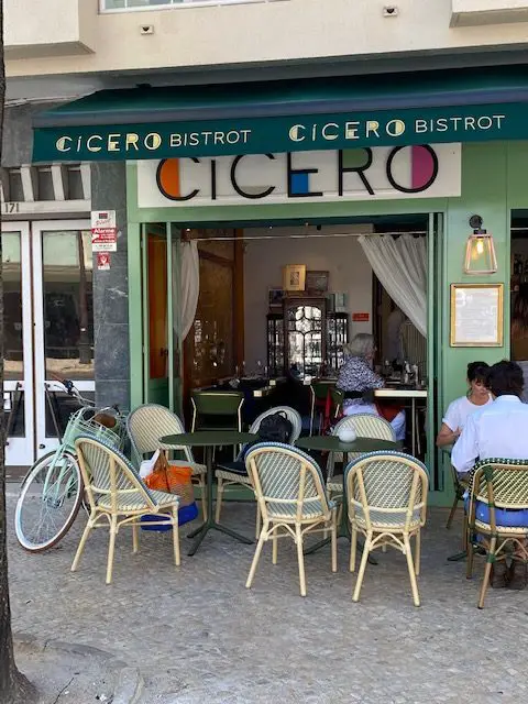 The facade of Cicero Bistrot in Lison's Campo de Ourique neighborhood.  The French Bistro uses Portuguese and Brazilian ingredients.
