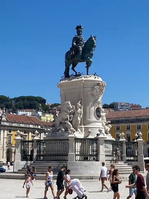 Statue of Dom José I atop his horse is the central point of Lisbon's Praça do Comércio square