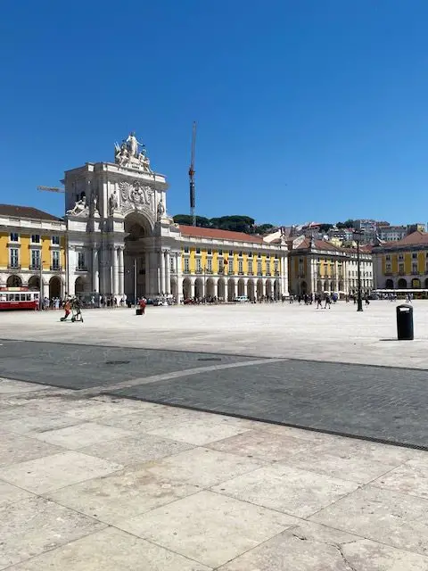 Lisbon's Rua Augusta Arch seen from the Praça do Comércio square
