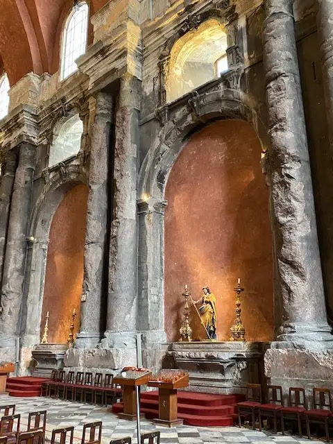 The scarred interior of Lisbon's Igreja de São Domingos Church matches its history