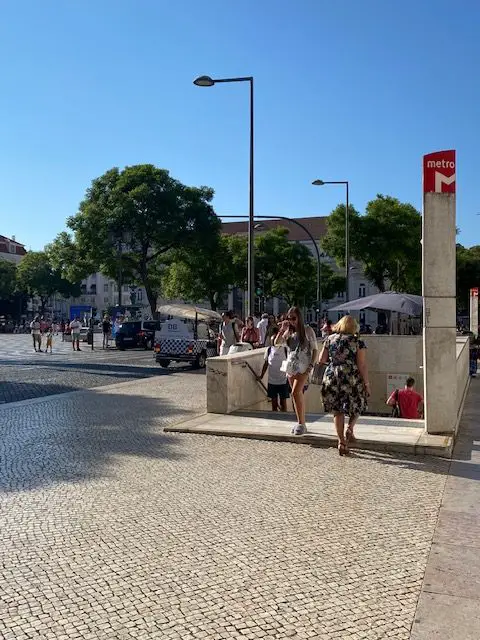 Entrance to the Rossio Metro Station at Rossio Square (Praça Dom Pedro IV), Lisbon