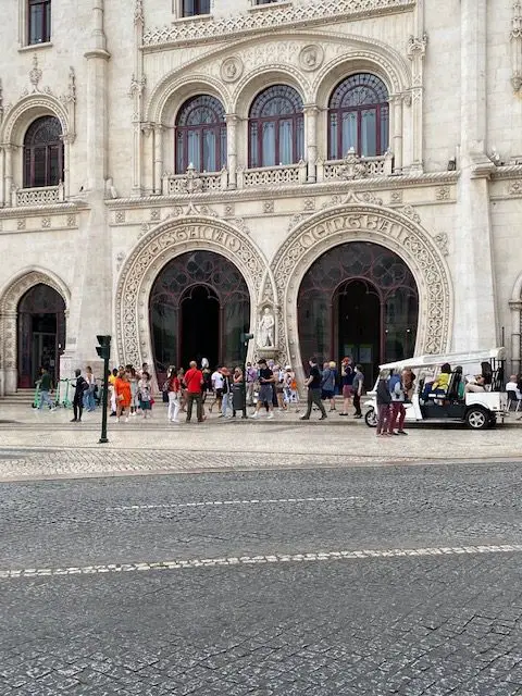 Manueline -style arched doors of  Lisbon's Rossio Train Station