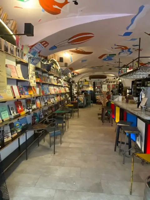 Bar Menina e Moça on Lisbon's Rua Nova Do Carvalho (Pink Street) sells alcohol and books
