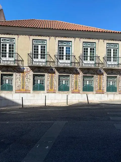 Tiled facade on the eaast side of the Embassy of Finland building in Lisbon