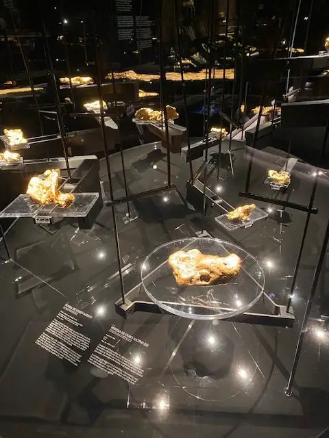 Large, multi-ounce nuggets of gold at the Roya Treasure Museum in Lisbon