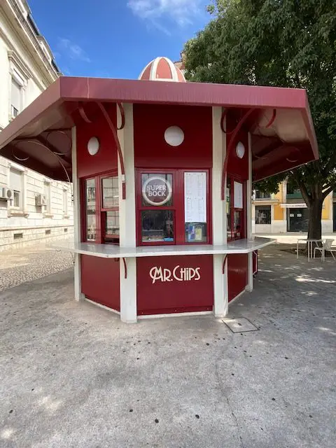 Mr. Chips Kiosk across the street from the Cais do Sodre metro station, Lisbon, Portugal
