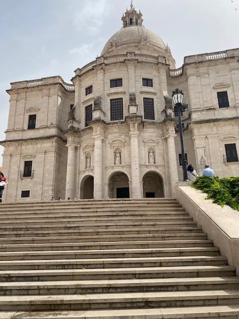 Steps, facade, and dome of Lisbon's Santa Engracia - the National Pantheon of Portgual