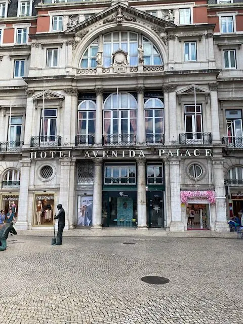 Facade of Lisbon's Avenida Palace Hotel at Restauradores Square