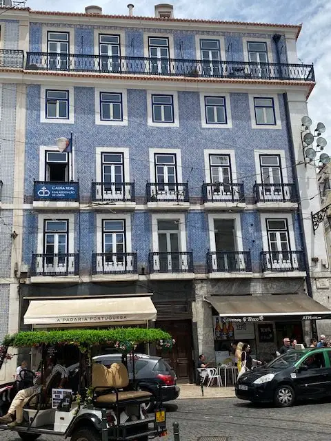 Tiled façade at Lisbon's Praça Luís de Camões