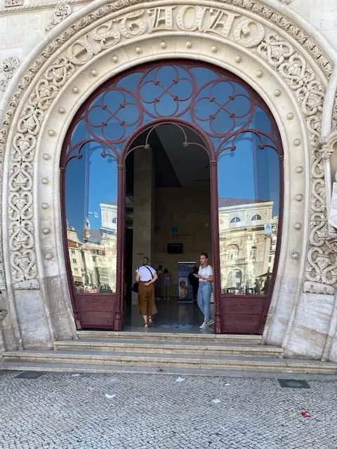 Detail of the Neo-Manueline Arched doorframe at Lisbon's Rossio Station