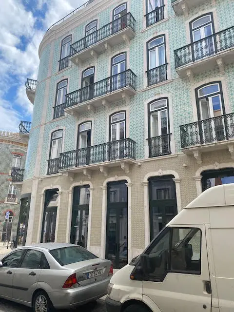 Green tiled facade, Lisbon.  Address unknown