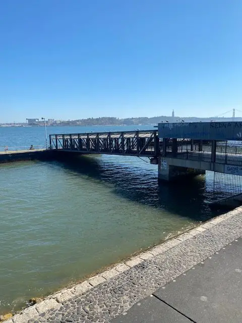 Lisbon's Cais do Sodré ferry dock.  The boat is away.