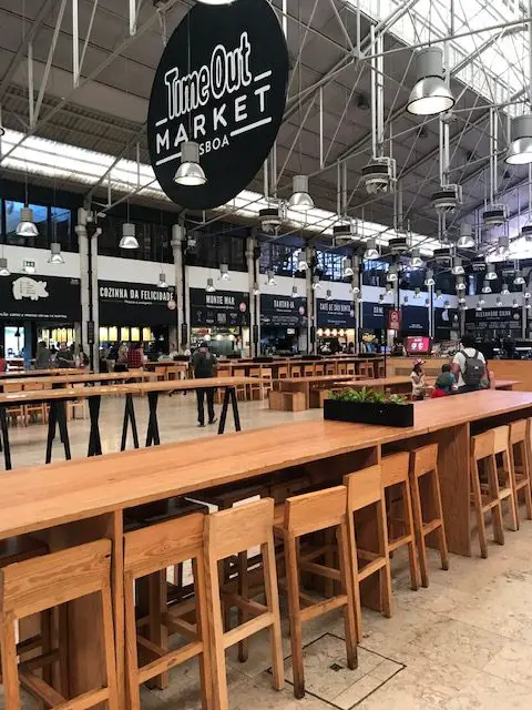 Lisbon's Time Out Market just after opening at 10 am.  Empty now, but it will quickly fill up.