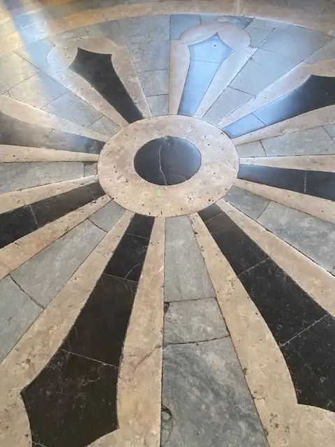 Circular design on marble floor of Lisbon's Estrela Basilica
