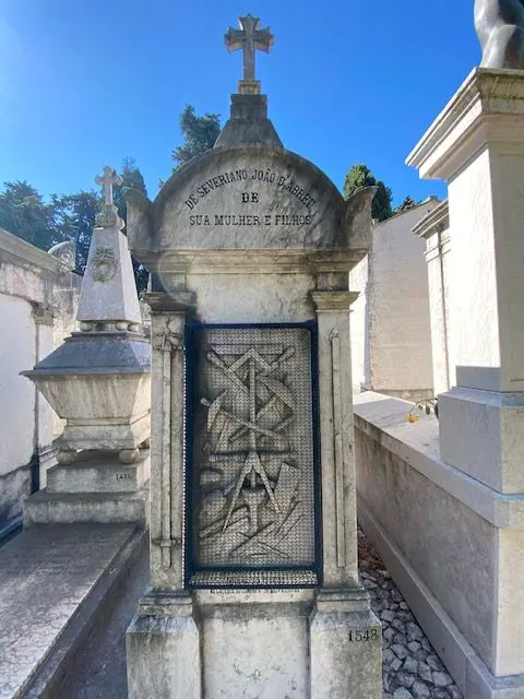 Tomb of Severiano João D'Abreu, his wife, and children.  Prazeres Cemetery, Lisbon, Portugal