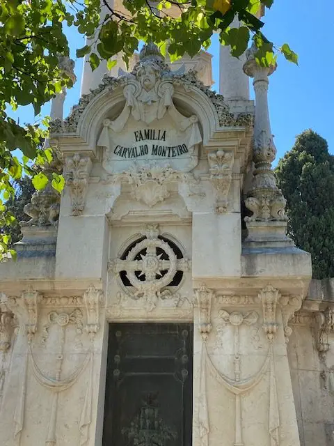 Carvalho Monteiro family mausoleum. Prazeres Cemetery, Lisbon, Portugal