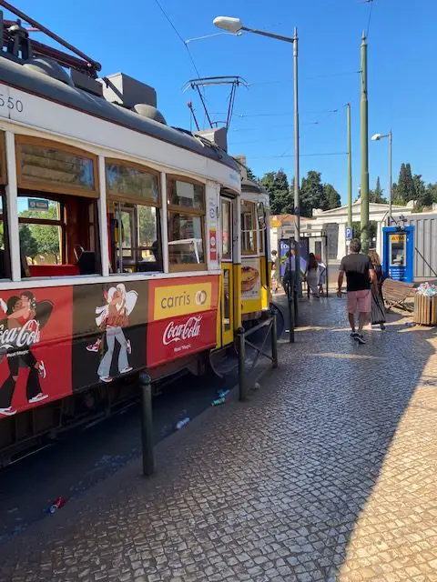 The last stop of Lisbon's Tram 28E is located in front of Lisbon's Prazeres, Cemetery.