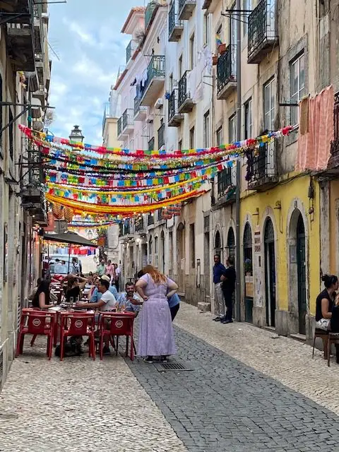 A lively lane in Lisbon's Bairro Alto neighborhood