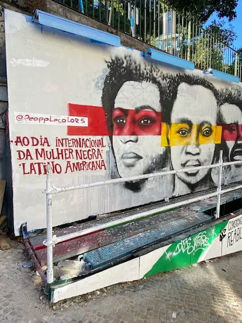 Mural on Lisbon's Calçada da Glória celebrating International Day of the Black Latin American Woman