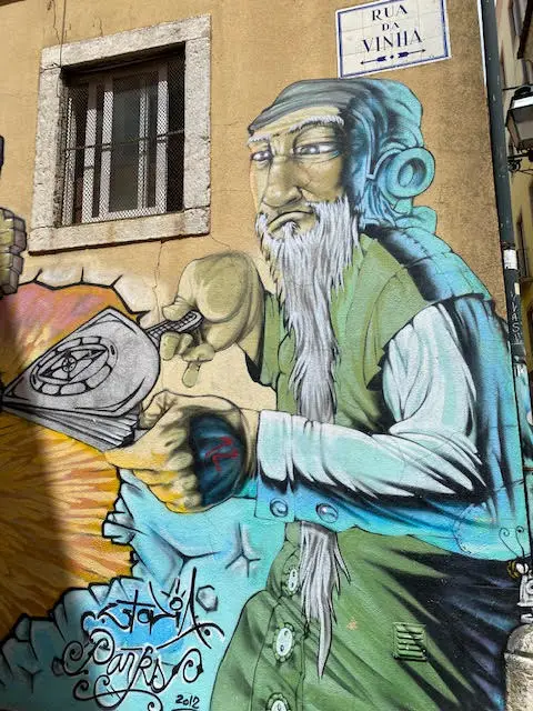 Mural on Rua da Vinha in Lisbon, Portugal