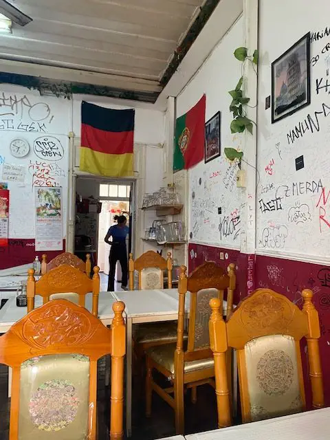 The interior of Lisbon's underground Chinese restaurant in the Mouraria neighborhood