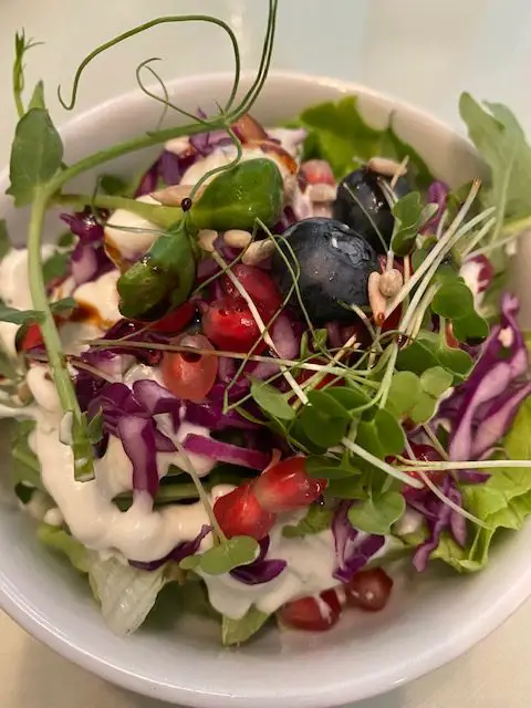 A beautiful salad at the vegan restaurant Organi Chiado in Lisbon, Portugal