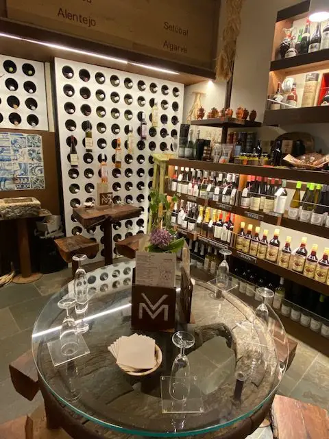 A table is set for wine tasting at Lisbon's Vinhos do Manuel in the Alfama neighborhood