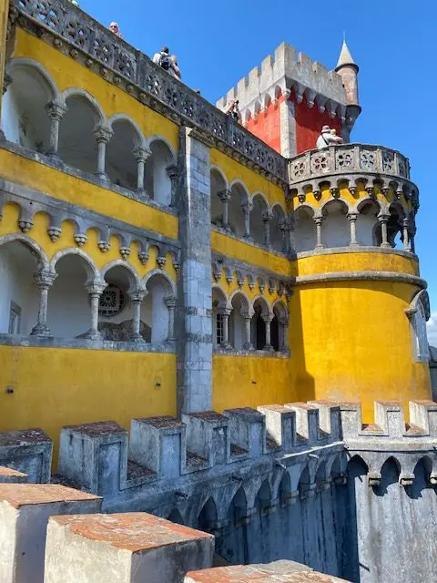 Couples enjoying the view from the top of Sintra's Pena Palace