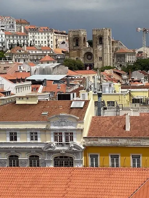 Lisbon Cathedral seen from the rooftop viewing deck of the Arco da Rua Augusta